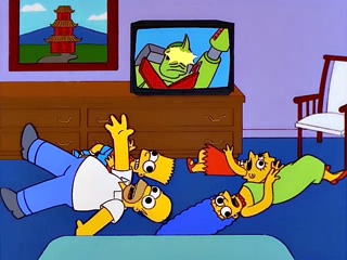 Moment of truth, the Simpsons writers and producers view an episode's story reel