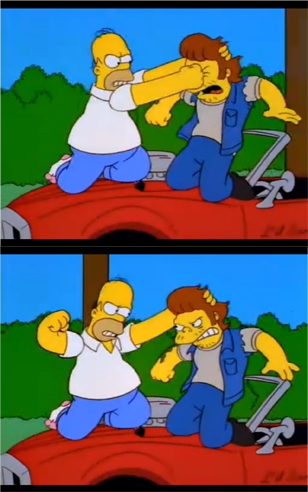 More Homer punching Snake in the face